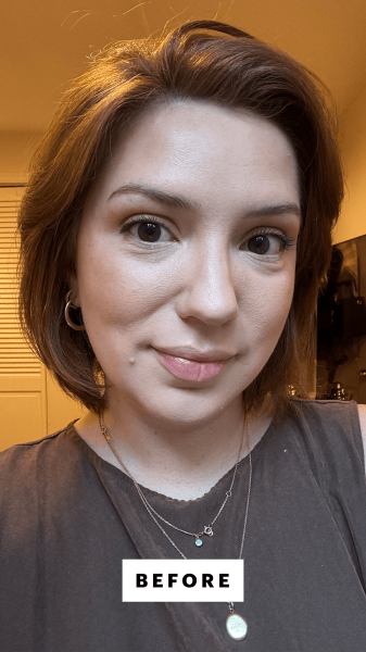 Silva before applying the M.ph liner in Sizzle VioletteFr Bisou Balm in Chocolat Combo